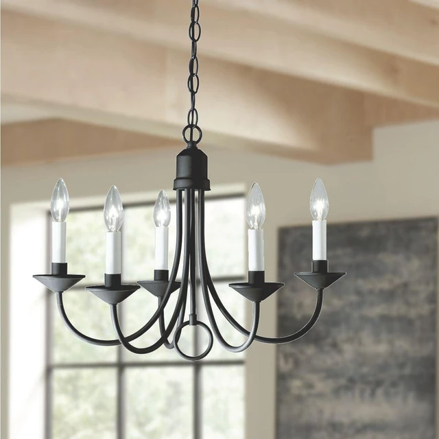 Alt view image 2 of 6 - Progress Lighting 5-Light Chandelier, Textured Black