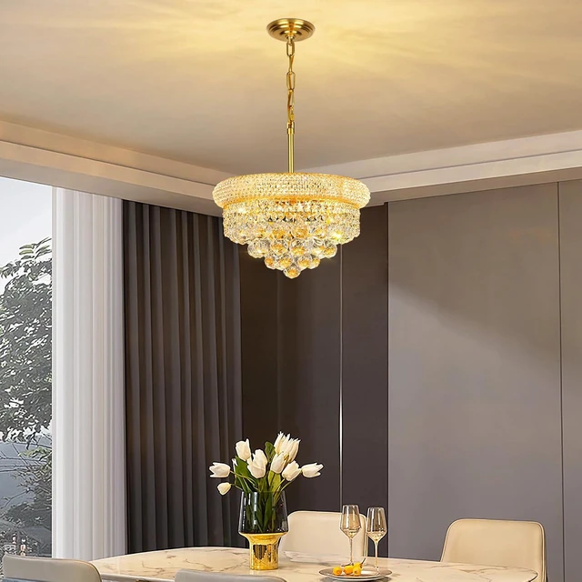 Alt view image 2 of 7 - Gold Crystal Chandeliers for Dining Room4-Lights D15 Inch