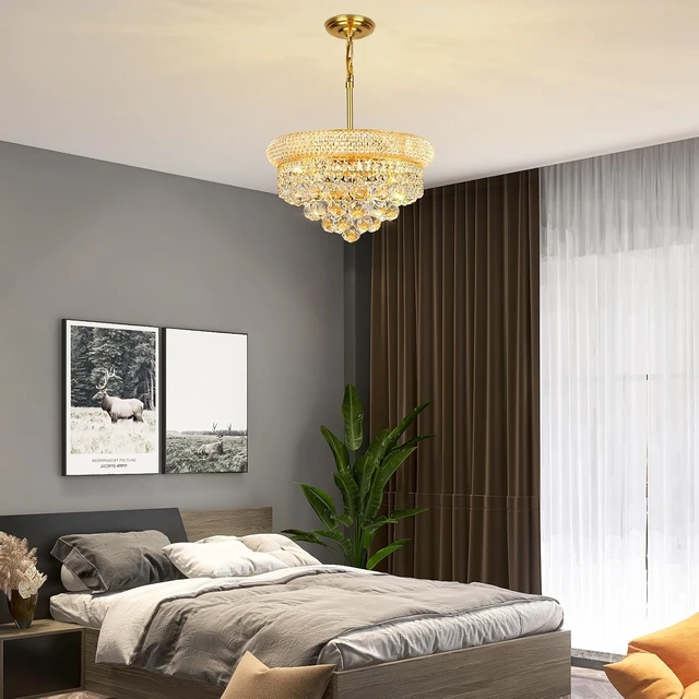 Alt view image 6 of 7 - Gold Crystal Chandeliers for Dining Room4-Lights D15 Inch