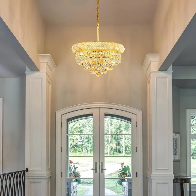 Alt view image 7 of 7 - Gold Crystal Chandeliers for Dining Room4-Lights D15 Inch