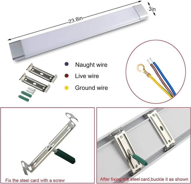 Alt view image 2 of 7 - 2FT LED Tube Flush Mount Light, 26W 2300LM LED Ceiling Shop Lighting Closet Light Fixture for Garage Kitchen Closet Laundry, 6500K Daylight White (2 Pack)