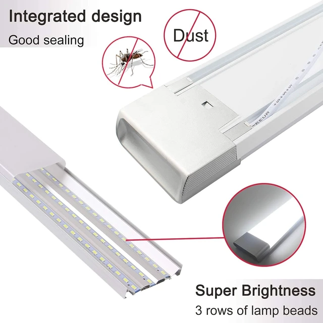 Alt view image 3 of 7 - 2FT LED Tube Flush Mount Light, 26W 2300LM LED Ceiling Shop Lighting Closet Light Fixture for Garage Kitchen Closet Laundry, 6500K Daylight White (2 Pack)