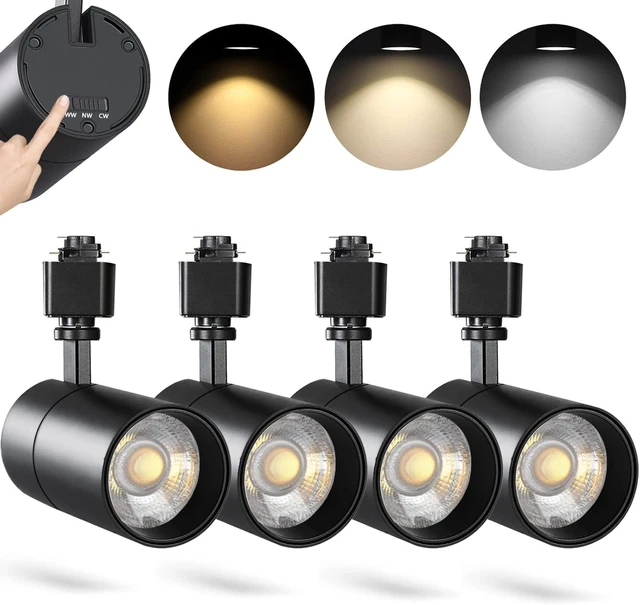 Main image of VANoopee 3-Color 20W H Track Lighting Heads Dimmable, Black 4 Pack