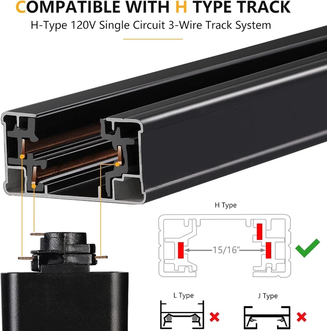 Alt view image 5 of 7 - VANoopee 3-Color 20W H Track Lighting Heads Dimmable, Black 4 Pack