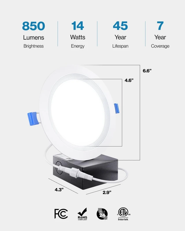 Alt view image 4 of 6 - Sunco 16 Pack 6 Inch Canless LED Recessed Light, Ultra Thin, 14W, Dimmable