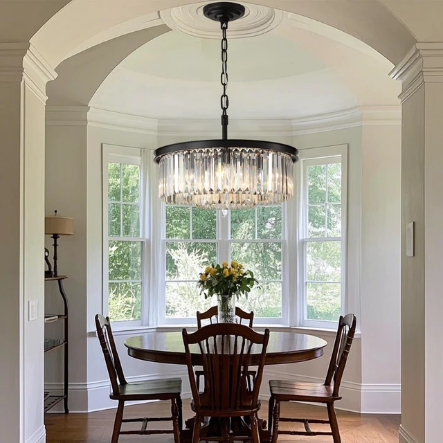 Alt view image 2 of 6 - Modern 8-Light Crystal Chandelier, 20 Inch Black