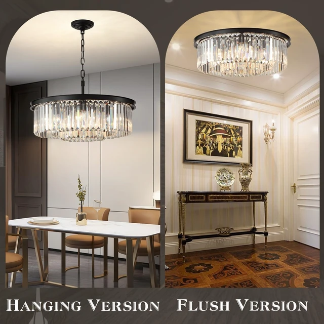 Alt view image 4 of 6 - Modern 8-Light Crystal Chandelier, 20 Inch Black