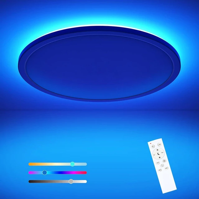 Main image of Annaror RGB Flush Mount LED Ceiling Light Fixture with Remote, 24W 2400LM 3000K-6500K Adjustable Ceiling Lighting with Color Changing Backlight for Bedroom Kids Room Living Room 12Inch White
