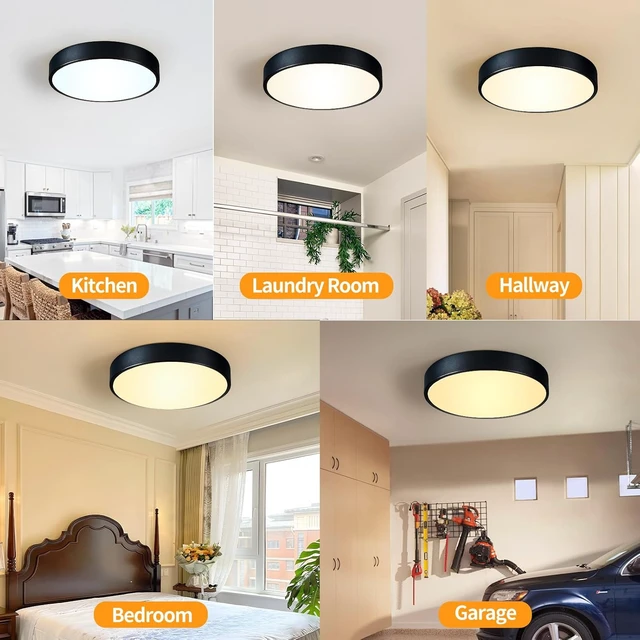 Alt view image 4 of 7 - Flush Mount Ceiling Light Black LED Dimmable 5CCT 12 Inch 24W