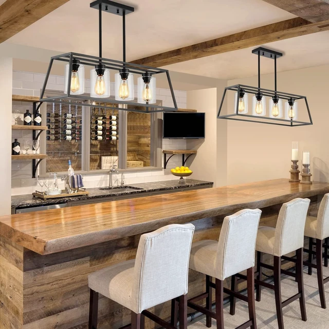 Alt view image 6 of 7 - 4-Light Black Farmhouse Chandelier for Dining Room Light Fixture