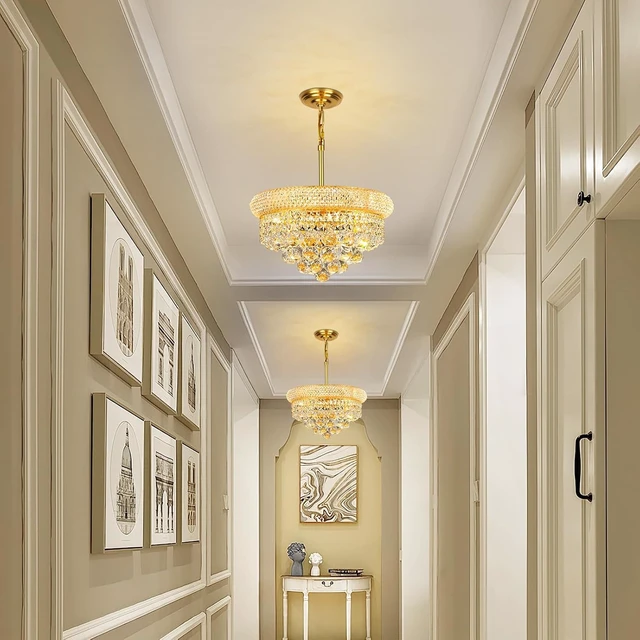 Alt view image 3 of 7 - Gold Crystal Chandeliers for Dining Room4-Lights D15 Inch