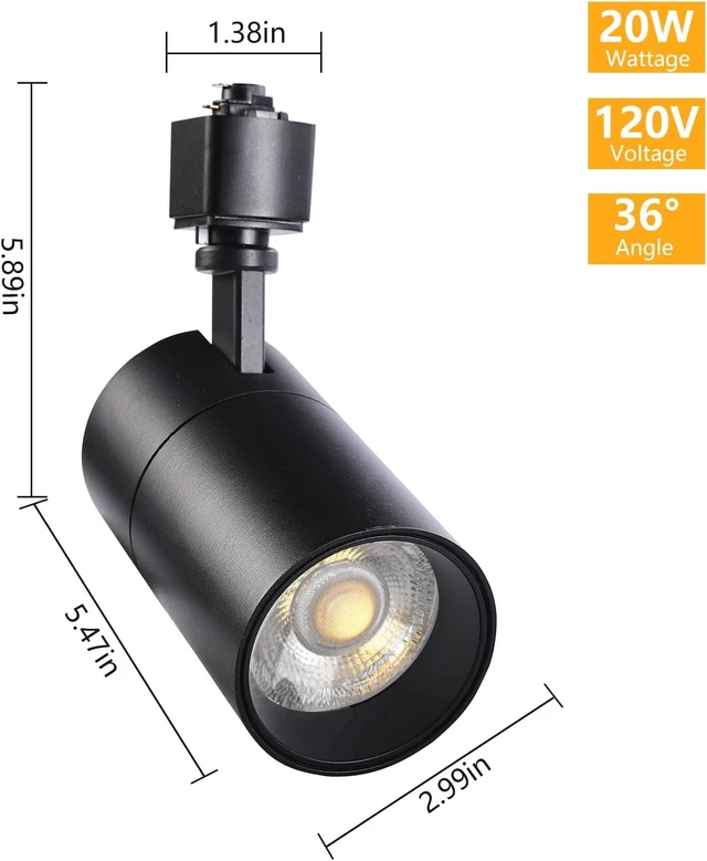 Alt view image 7 of 7 - VANoopee 3-Color 20W H Track Lighting Heads Dimmable, Black 4 Pack
