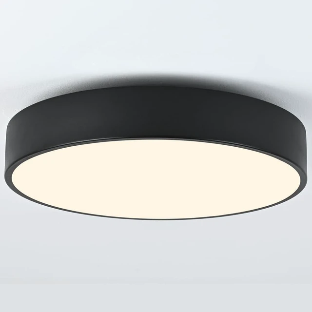 Main image of 3-Light Modern Black Flush Mount Ceiling Light 15.8 Inch