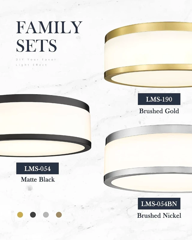 Alt view image 6 of 7 - LED Flush Mount Ceiling Light, 15 inch, 24W Dimmable 3000K 4000K 5000K Matte Black Modern Round Ceiling Light Fixture for Kitchen, Hallway, Bathroom, Stairwell, LMS-054