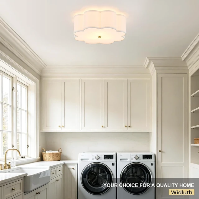 Alt view image 2 of 7 - 17.7" Gold Drum Ceiling Light, 3-Light Semi-Flush Mount