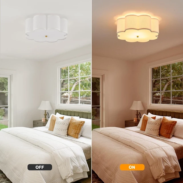 Alt view image 6 of 7 - 17.7" Gold Drum Ceiling Light, 3-Light Semi-Flush Mount