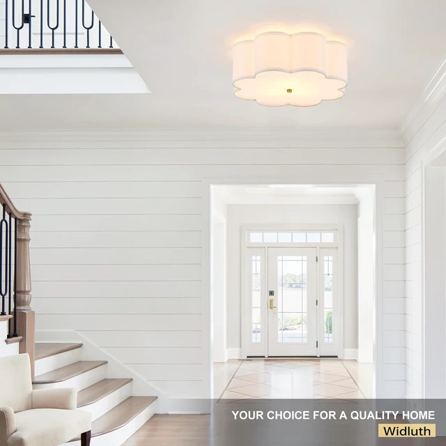 Alt view image 7 of 7 - 17.7" Gold Drum Ceiling Light, 3-Light Semi-Flush Mount