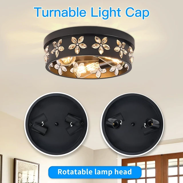 Alt view image 3 of 7 - 12.6 inch Black Flush Mount Ceiling Light Fixture, 2 Pack