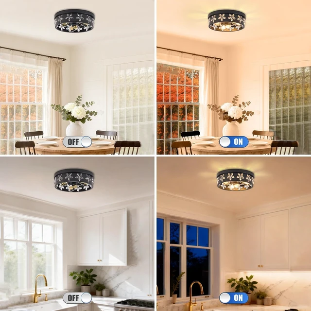 Alt view image 7 of 7 - 12.6 inch Black Flush Mount Ceiling Light Fixture, 2 Pack