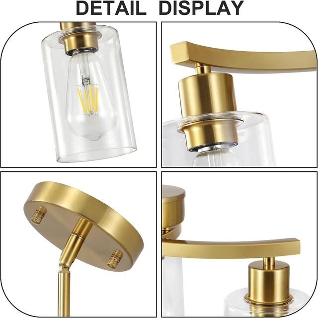 Alt view image 7 of 7 - 3 Light Brushed Gold Chandelier for Dining Room, Modern Kitchen Island Light Fixtures Over Table, Metal Hanging Pendant Lighting with Clear Glass Shade, Farmhouse Industrial Gold Finish