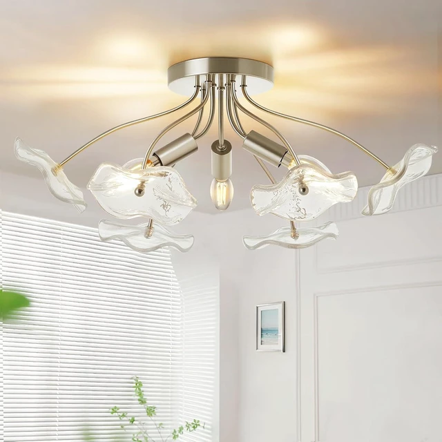 Main image of Semi Flush Mount Ceiling Light Fixture, 18" Brushed Nickel Ceiling Light