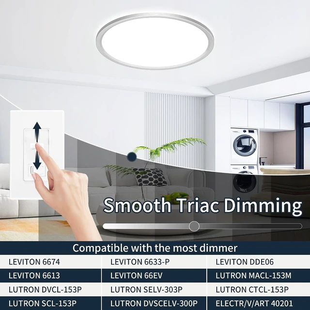 Alt view image 3 of 7 - MOONSEA 20 Inch Flush Mount LED Ceiling Light Fixture 42W Brushed Nickel