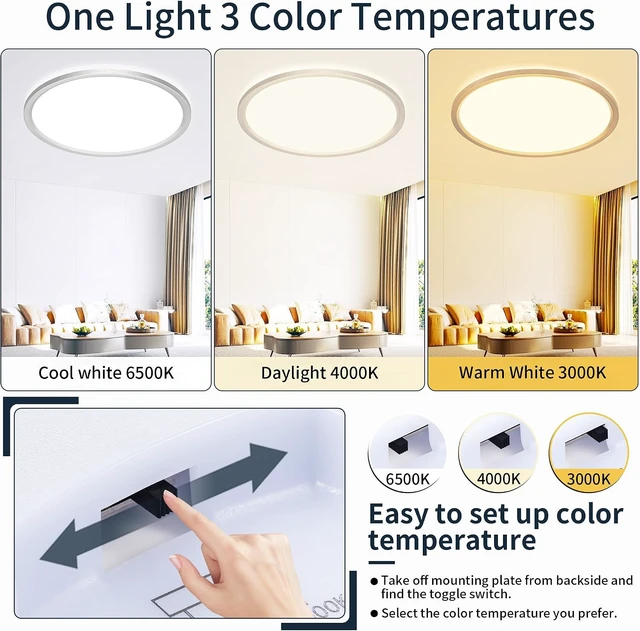 Alt view image 4 of 7 - MOONSEA 20 Inch Flush Mount LED Ceiling Light Fixture 42W Brushed Nickel