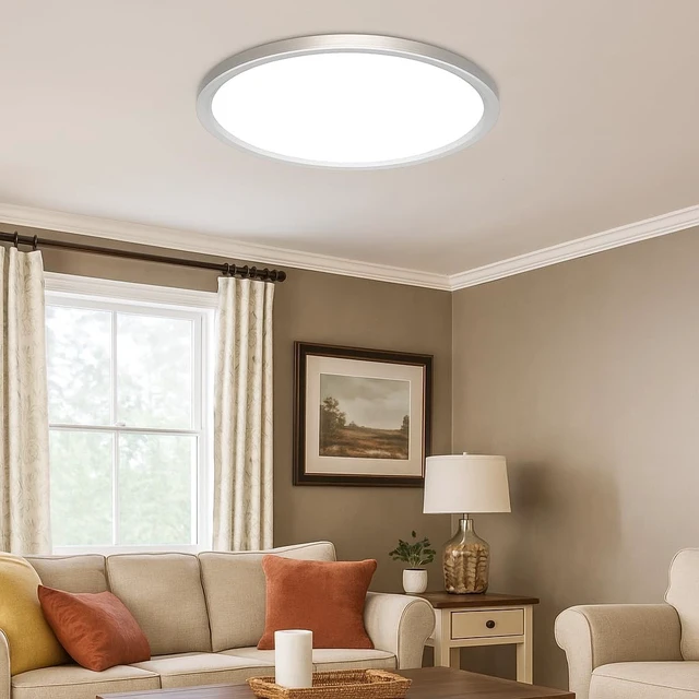 Alt view image 7 of 7 - MOONSEA 20 Inch Flush Mount LED Ceiling Light Fixture 42W Brushed Nickel