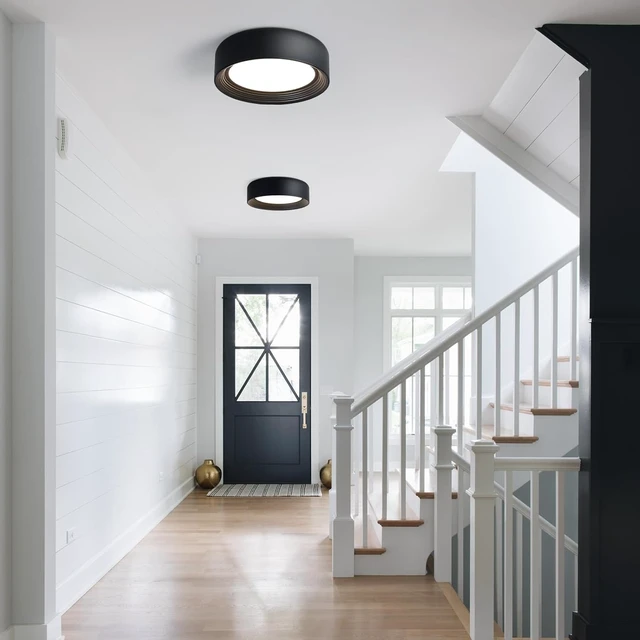 Alt view image 2 of 7 - 11.8 inch Modern Matte Black Flush Mount Ceiling Light Fixture