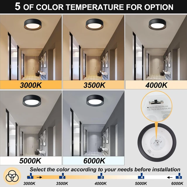 Alt view image 3 of 7 - 11.8 inch Modern Matte Black Flush Mount Ceiling Light Fixture