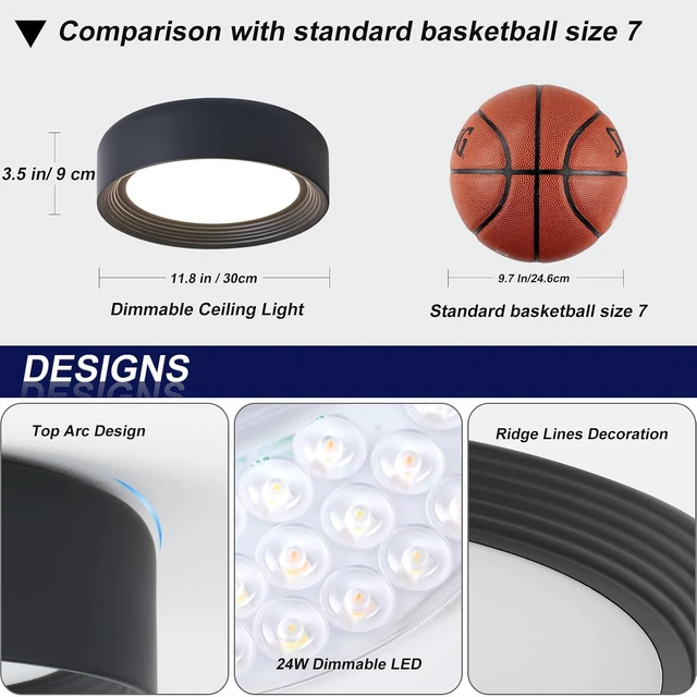 Alt view image 4 of 7 - 11.8 inch Modern Matte Black Flush Mount Ceiling Light Fixture