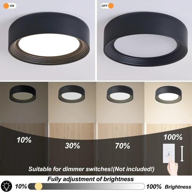 Alt view image 5 of 7 - 11.8 inch Modern Matte Black Flush Mount Ceiling Light Fixture
