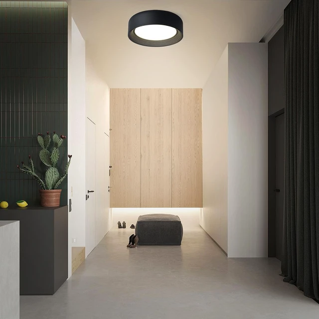 Alt view image 6 of 7 - 11.8 inch Modern Matte Black Flush Mount Ceiling Light Fixture