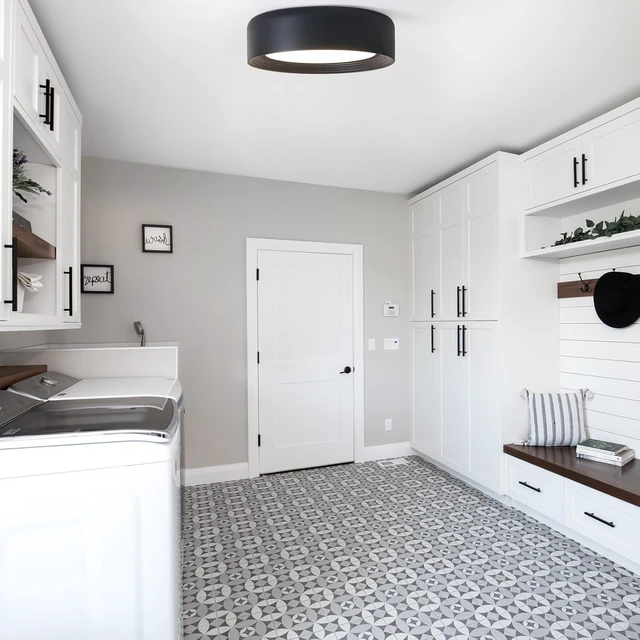 Alt view image 7 of 7 - 11.8 inch Modern Matte Black Flush Mount Ceiling Light Fixture