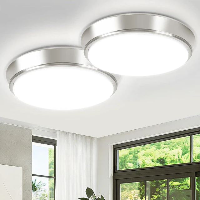 Main image of 13 Inch 36W Dimmable Flush Mount LED Ceiling Lights, 5CCT (2700K-6500K) Adjustable & 4000LM Super Bright LED Ceiling Light Fixtures, Brushed Nickel Modern Ceiling Lamp for Bathroom Hallway, 2-Pack