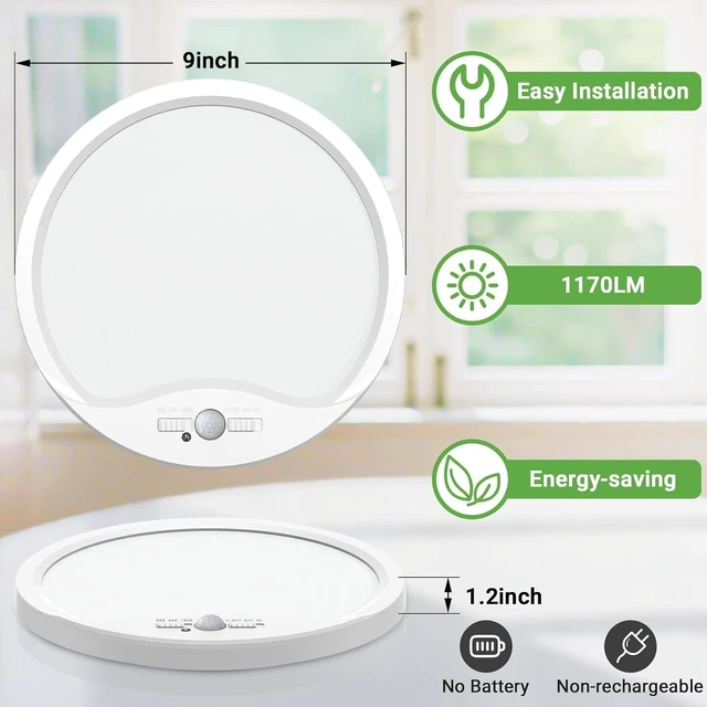 Alt view image 7 of 7 - 4Pack 9Inch Wired Motion Sensor Ceiling Lights, 18W 1800lm LED Closet Light