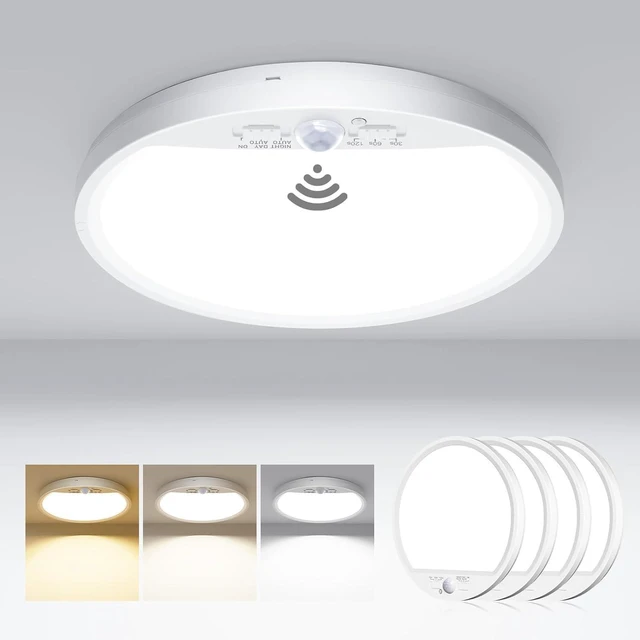 Main image of hepside 4 Pack Motion Sensor Ceiling Light Wired, 3000K/4000K/6500K LED Flush Mount Ceiling Light Fixture, 7Inch 15W Motion Sensor Light Indoor with Timer for Closet Stair Porch Hallway Pantry,White
