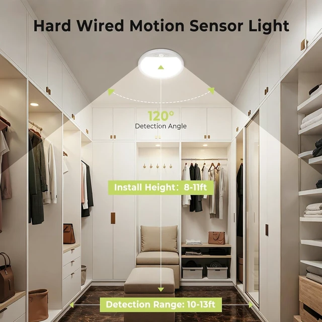 Alt view image 4 of 7 - hepside 4 Pack Motion Sensor Ceiling Light Wired, 3000K/4000K/6500K LED Flush Mount Ceiling Light Fixture, 7Inch 15W Motion Sensor Light Indoor with Timer for Closet Stair Porch Hallway Pantry,White