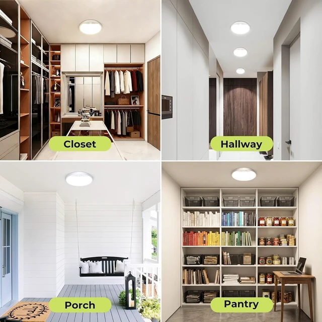 Alt view image 6 of 7 - hepside 4 Pack Motion Sensor Ceiling Light Wired, 3000K/4000K/6500K LED Flush Mount Ceiling Light Fixture, 7Inch 15W Motion Sensor Light Indoor with Timer for Closet Stair Porch Hallway Pantry,White