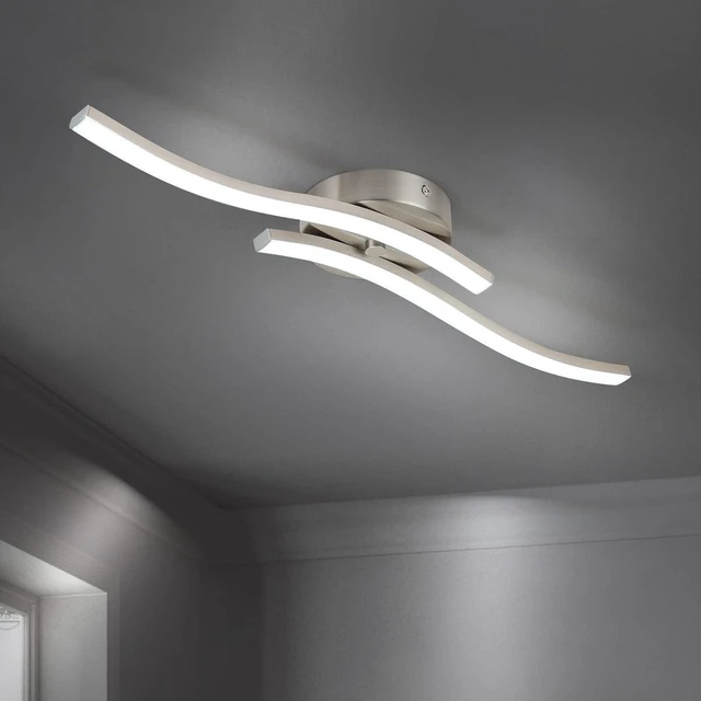 Main image of EDISLIVE Modern Dimmable LED Ceiling Light Curved 2 Light 22.5 in Minimalist LED Flush Mount Ceiling Light Fixture Lamp for Bedroom Foyer Kitchen 6000K Nickel