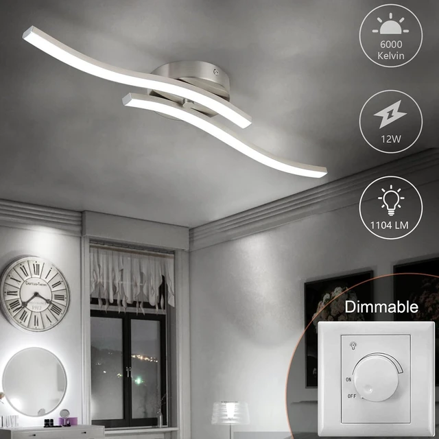 Alt view image 2 of 7 - EDISLIVE Modern Dimmable LED Ceiling Light Curved 2 Light 22.5 in Minimalist LED Flush Mount Ceiling Light Fixture Lamp for Bedroom Foyer Kitchen 6000K Nickel