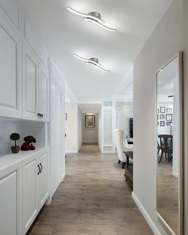 Alt view image 4 of 7 - EDISLIVE Modern Dimmable LED Ceiling Light Curved 2 Light 22.5 in Minimalist LED Flush Mount Ceiling Light Fixture Lamp for Bedroom Foyer Kitchen 6000K Nickel