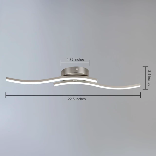 Alt view image 7 of 7 - EDISLIVE Modern Dimmable LED Ceiling Light Curved 2 Light 22.5 in Minimalist LED Flush Mount Ceiling Light Fixture Lamp for Bedroom Foyer Kitchen 6000K Nickel