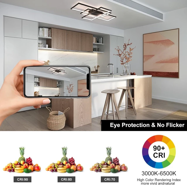 Alt view image 6 of 7 - GEADI 35.4" Modern LED Ceiling Light, Dimmable Flush Mount with Remote