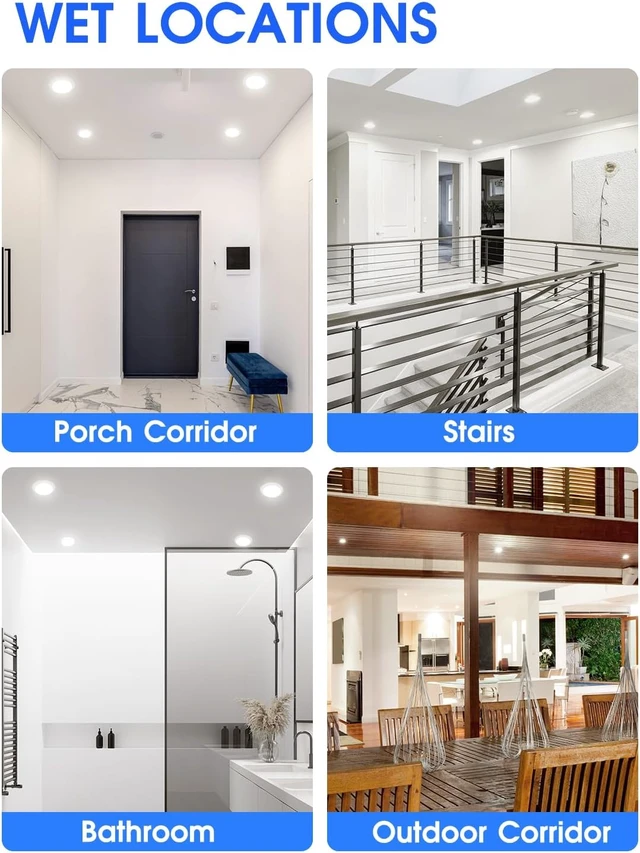 Alt view image 6 of 7 - 4 Pack 6 Inch LED Disk Light, Dimmable Flush Mount Ceiling Lights, Daylight 5000K, 15W 1100LM, CRI 90+, Low Profile Surface Mount Ceiling Disc Light, Wet Rated, Installs into Junction Box, ETL & FCC