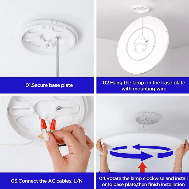 Alt view image 7 of 7 - ocioc 18inch Flush Mount Ceiling Light Fixture with Remote Control, 40W, 2000K Nightlight, 3000K-6500K Color Changeable, LED Ceiling Light for Living Room/Bedroom/Kitchen White