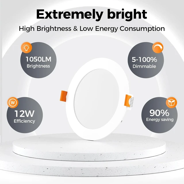 Alt view image 4 of 7 - CHARKEE 24 Pack 6 Inch Ultra-Thin 5CCT LED Recessed Ceiling Light,Canless
