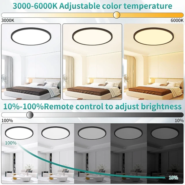 Alt view image 3 of 7 - 24 Inch Large Flush Mount LED Ceiling Light with Remote 56W 5600LM Dimmable