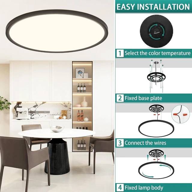 Alt view image 6 of 7 - 24 Inch Large Flush Mount LED Ceiling Light with Remote 56W 5600LM Dimmable