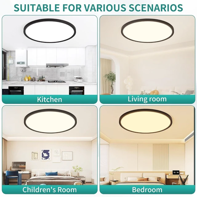 Alt view image 7 of 7 - 24 Inch Large Flush Mount LED Ceiling Light with Remote 56W 5600LM Dimmable
